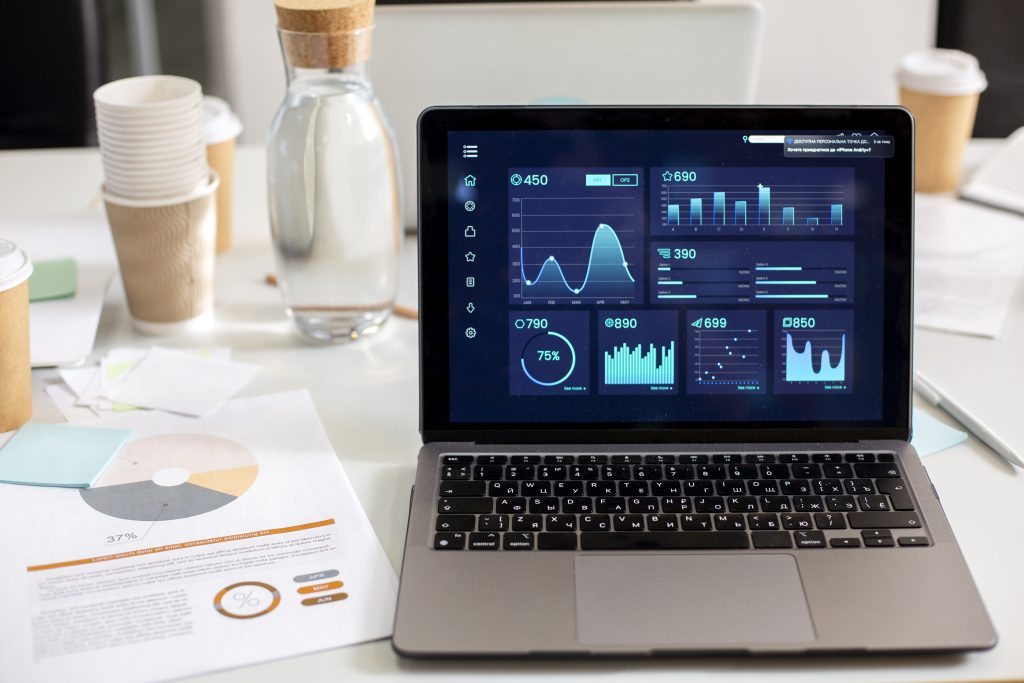 Laptop with a monitoring software.