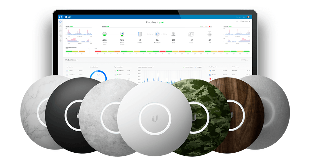 Ubiquiti Wireless Access Points and Dashboard.